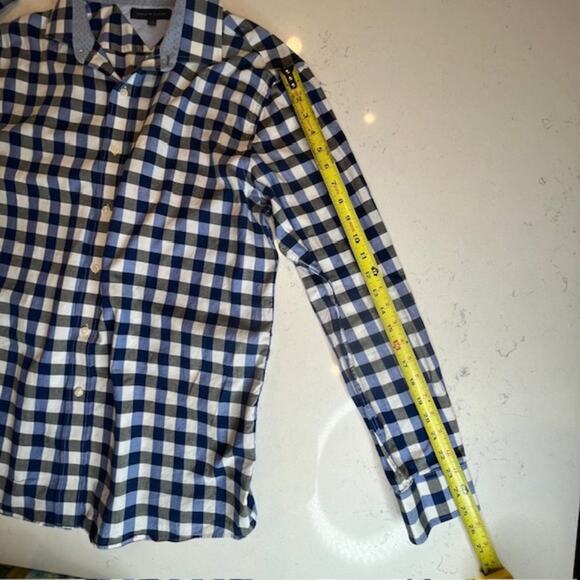 Tommy Hilfiger Sz 17/34-35 Slim Fit Long Sleeve Blue Checked Dress Shirt - Picture 9 of 10